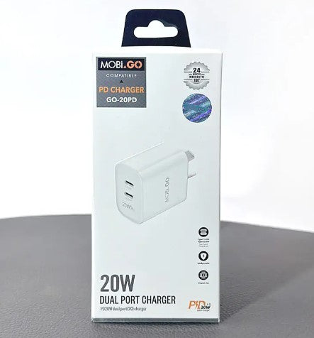 Mobigo PD 20W Dual Port Home Charger GO20PD.  RRP $34.95