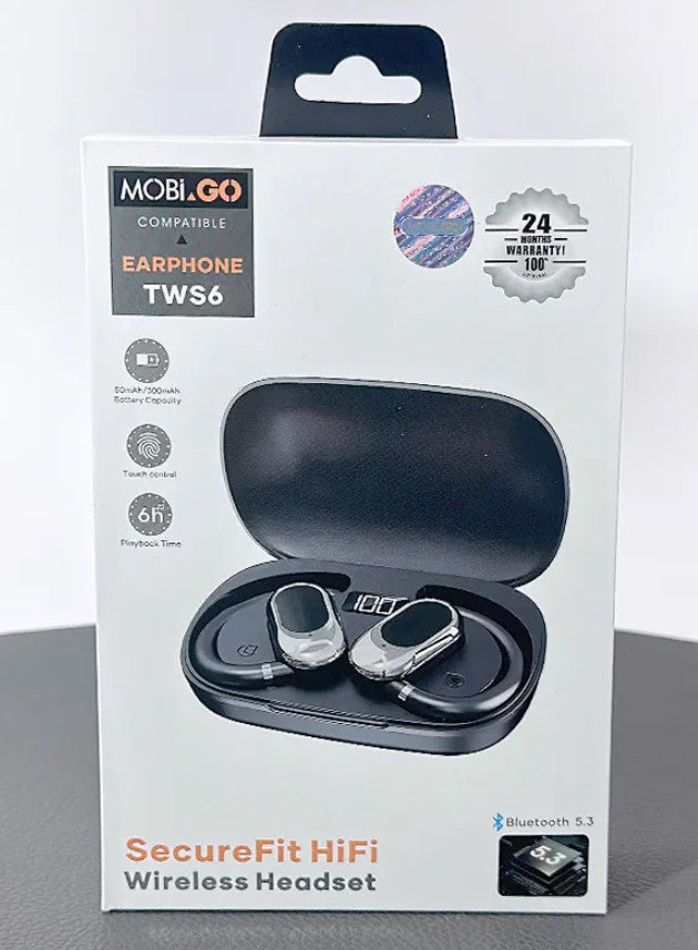 Mobigo SecureFit HiFi Wireless Headset Earphone TWS6. RRP $74.95