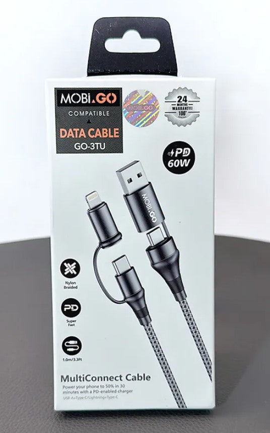 Mobigo 1m PD 60W 4 in 1 MultiConnect Cable GO3TU. RRP $19.95