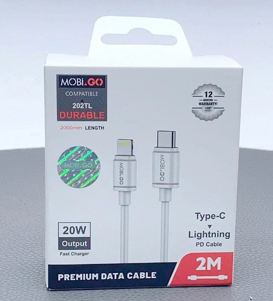Mobigo 2m PD 20W Type-C to lightning cable 202TL RRP $22.00