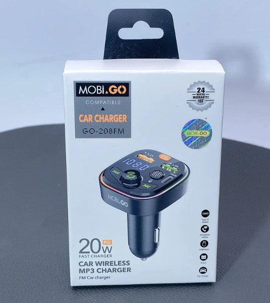 Mobigo PD 20W FM MP3 car charger GO208FM RRP $49.95