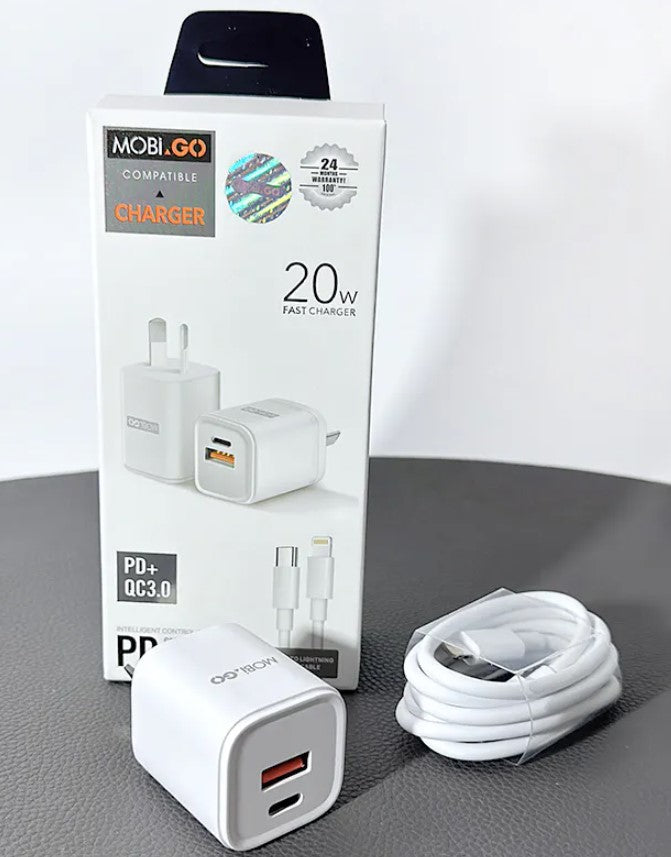 Mobigo PD 20W Wall Charger with Type-C to lightning cable TCS2081ACLC. RRP $39.95