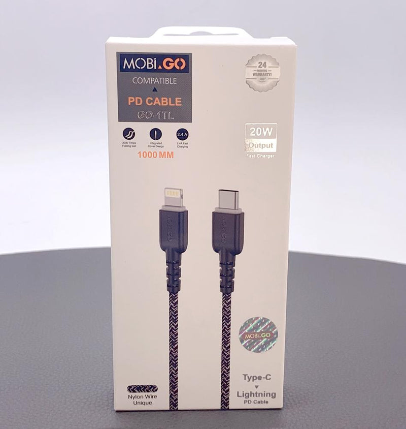 Mobigo 1m nylon PD 20W Type-C to lightning cable GO-1TL RRP $16.00